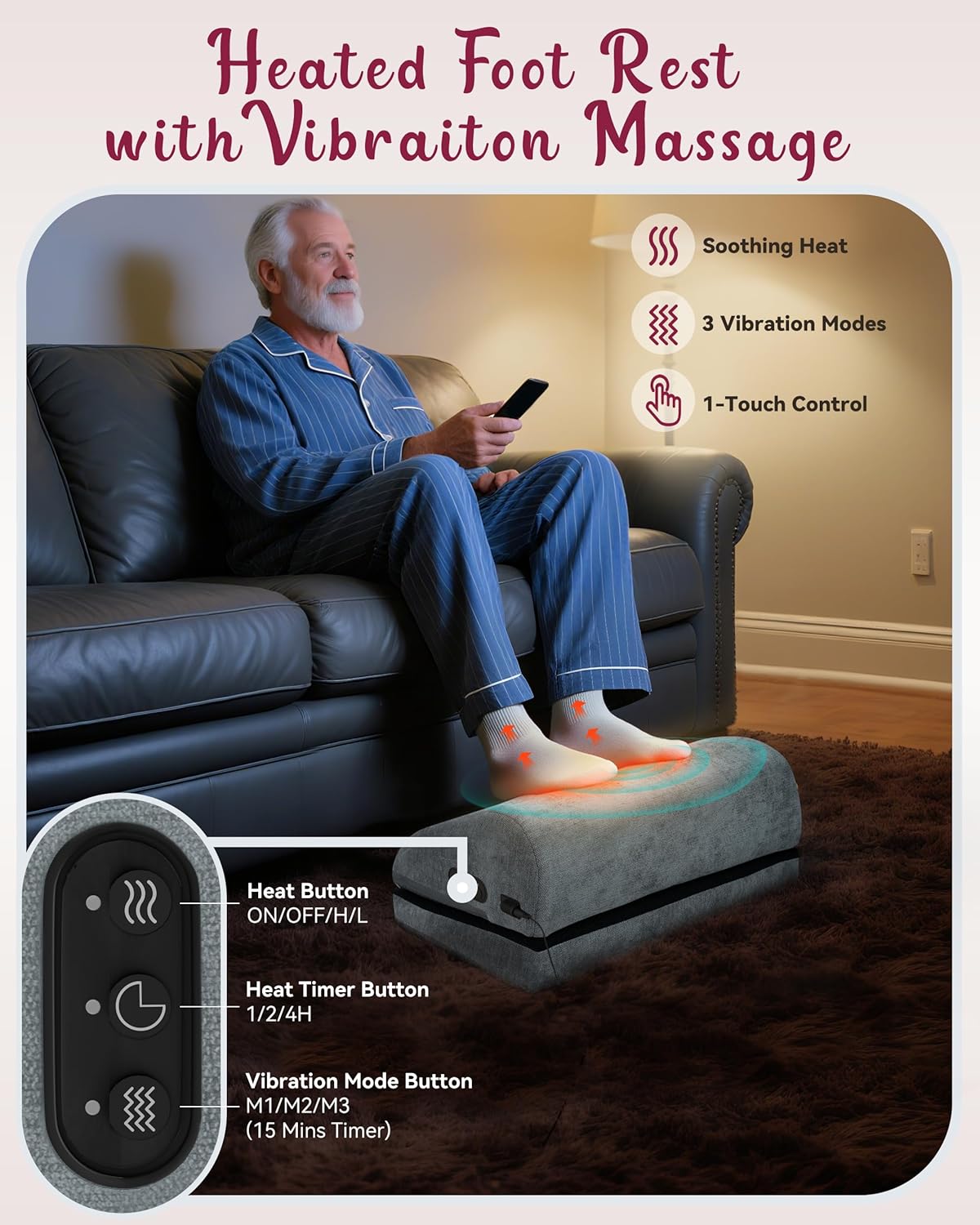 Heated Foot Rest for Under Desk at Work, Foot Stool,Gifts