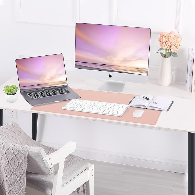 AFIING Dual-Sided Desk Pad, Natural Cork & PU Leather Large Mouse mats - Image 6