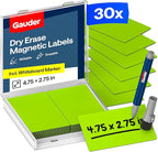 GAUDER Magnetic Dry Erase Labels | 30x Magnetic Labels | 30x Dry Erase Magnets by GAUDER