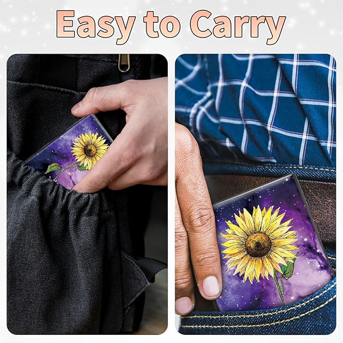 BWEGRHE Slim Credit Card Holder, Sunflower Yellow Purple Galaxy RFID Blocking - Image 7