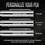 Scriveiner Personalized Silver Chrome Fountain Pen, Award Winning Luxury Pen - Image 2
