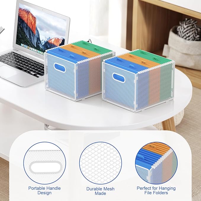 samstar 2 Pack Hanging File Organizer, Mesh File Folder Box Filing Box Cabinet - Image 5