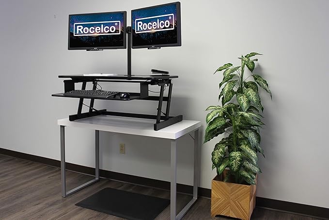 Rocelco 37.5" Deluxe Height Adjustable Standing Desk Converter - Image 3