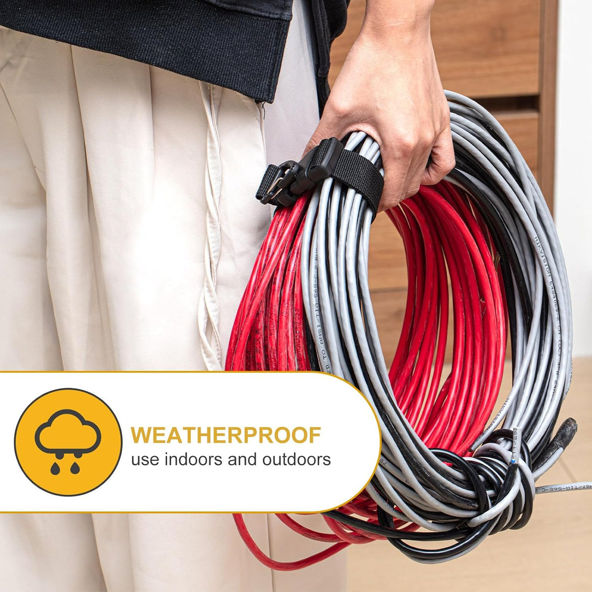 36 Pack Adjustable Extension Cord Holder Straps,Black