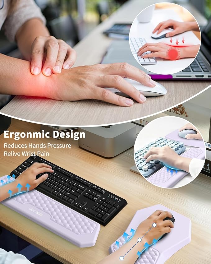 Ergonomic Mouse Pad and Keyboard Wrist Rest Support Set, Massage Design Mousepad - Image 2