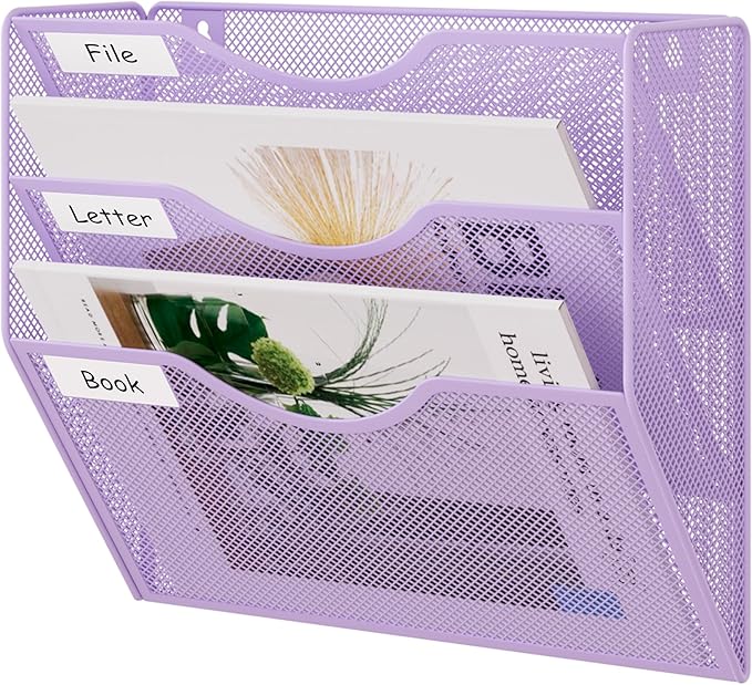 EasyPAG 3 Pocket Mesh Wall File Organizer, Hanging Paper Folder Holder by EasyPAG