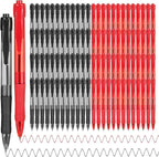 deegtran Pens Bulk, 100 Pack No Bleed Black & Red Ink Click Pens by DEEGTRANPENS