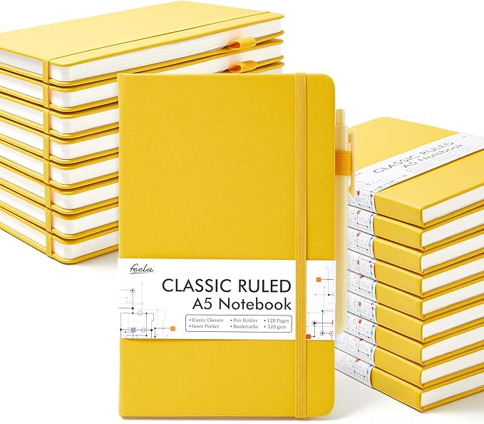 feela 18 Pack Journal Notebook for Work, Business Notebook Bulk Hardcover Lined by feela