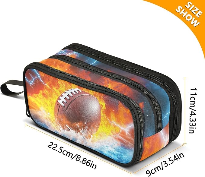DVGMBXY Football Water and Fire Pencil Case Box - Image 3