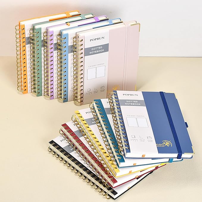 POPRUN Spiral Dotted Journal Notebook, - Image 8