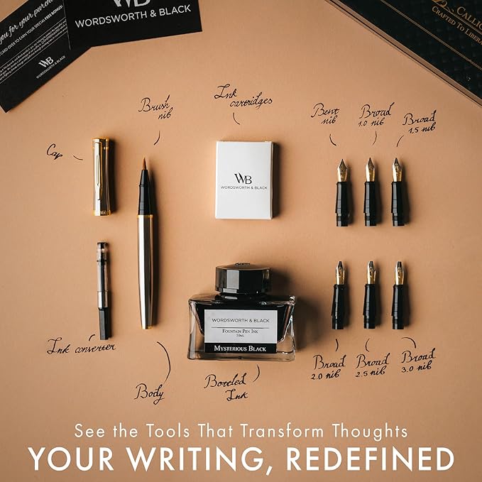 Wordsworth & Black Calligraphy Pen Gift Set, Includes Bottle, 6 Cartridges - Image 4