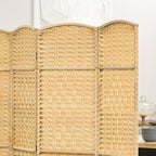 HOMCOM 4 Panel Room Divider, Hand-Woven Freestanding Wood Partition - Image 8