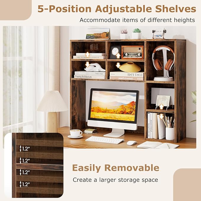 Tangkula Desktop Bookshelf, 3-Tier Desk Display Rack Organizer - Image 7