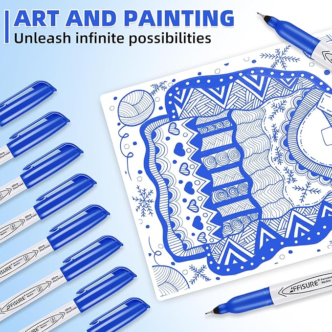 Blue Ultra Fine Point Permanent Markers, 18 Pack, 0.4 mm, Precision Extra Fine - Image 7