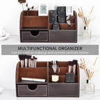 kingfom pu leather desk organizer pen pencil holder showing dimensions