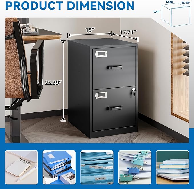 BYNSOE 2 Drawer File Cabinet - Image 3