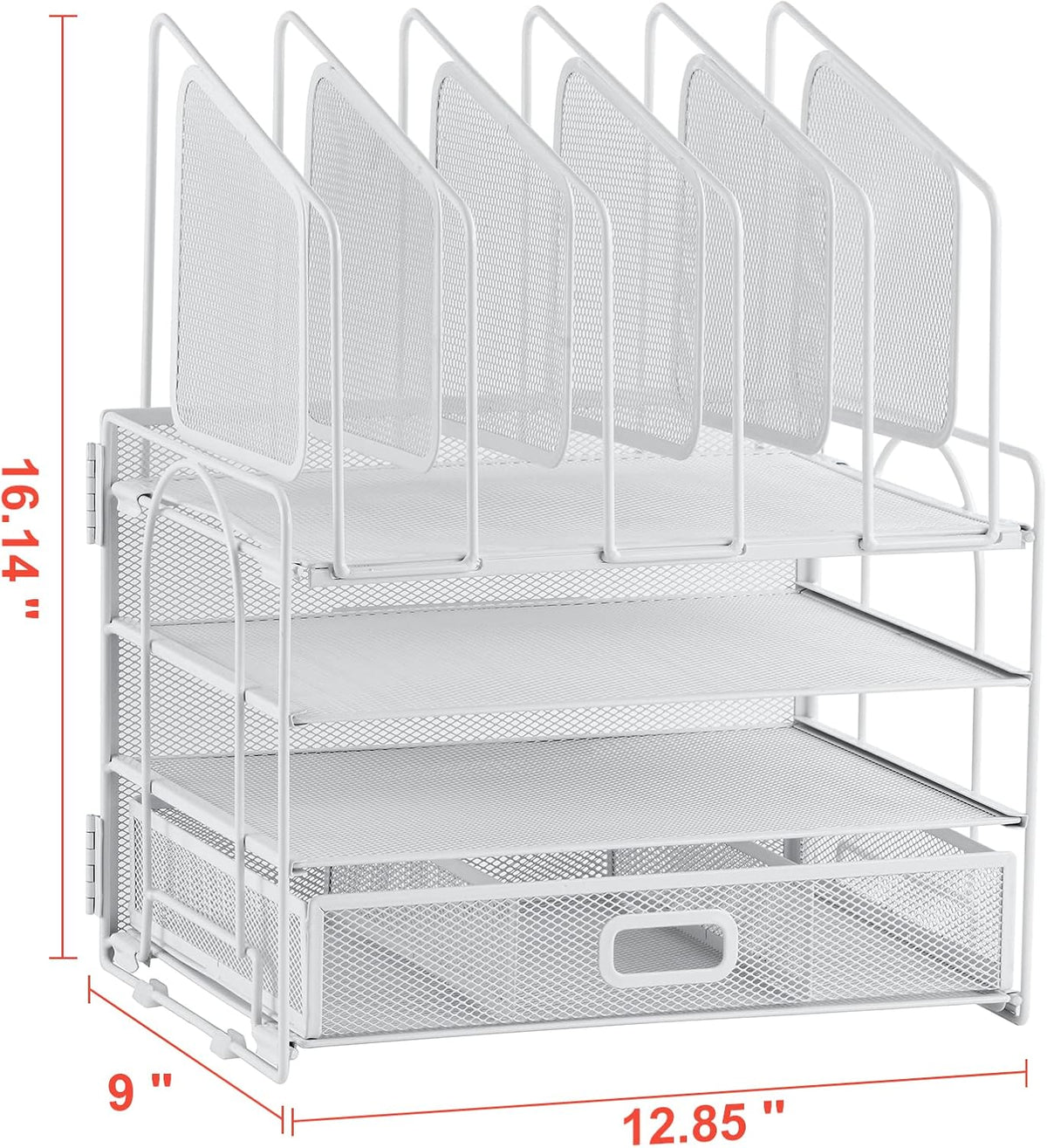 Marbrasse Desk Organizers, 4-Tier Mesh Desk File Organizer with 5 Vertical Fi...