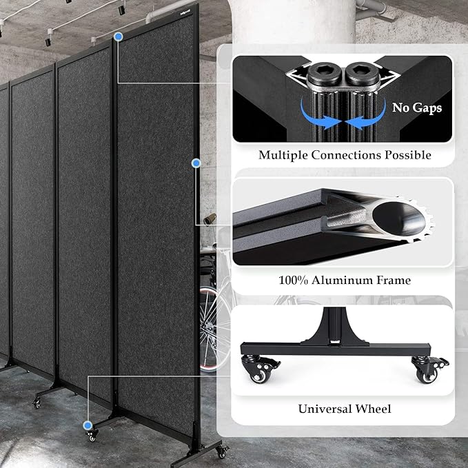 Upgrade Version Room Partition and Divider, Freestanding Rolling Dividers - Image 4