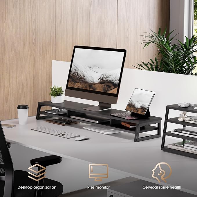 Fenge Dual Monitor Stand for Desk, 42.5in Large Monitor Riser for 2 Monitors - Image 8