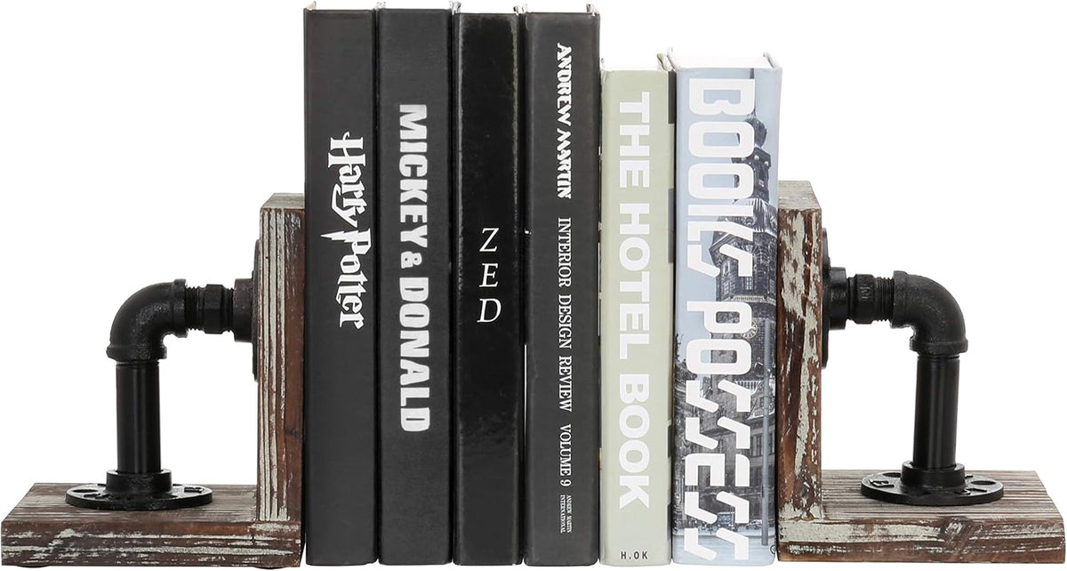 MyGift Decorative Bookends, Office Book Ends for Shelf, Book Holder L-Shaped ...