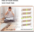 4NM No Assembly Extra Wide 5 Tiers Folding Bookshelf Storage Shelves Vintage - Image 7