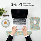 Ergonomic Memory Foam Keyboard Mouse Pad Set with Wrist Rest Support,Non-Slip Hand Wrist Cushion for Laptop/Notebook/Desktop/Computer/Gaming/Office,Easy Typing& Pain Relief (Ginger Cats)