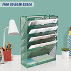 EASEPRES 6 Tier Desk File Organizer, Mesh Hanging Wall Mount Document - Image 7