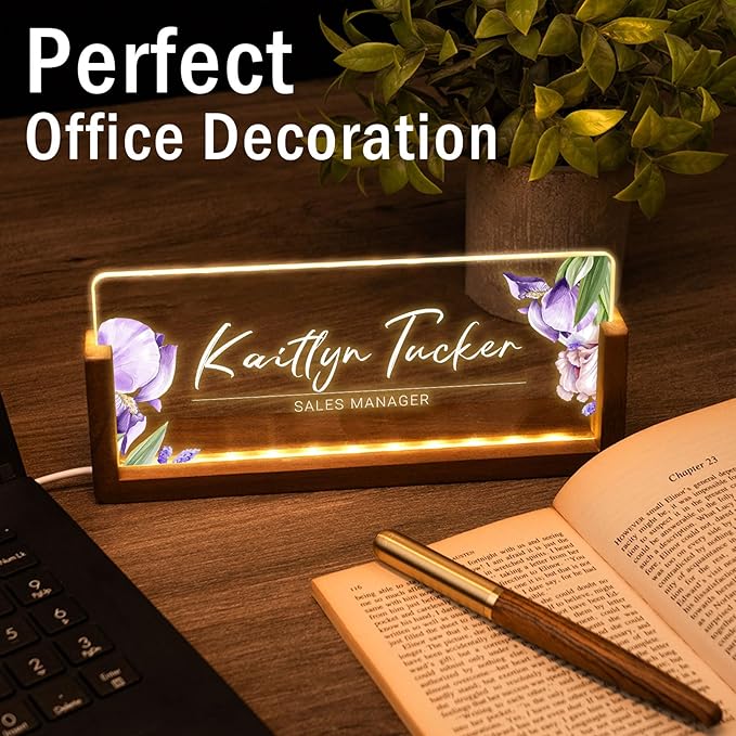 Desk Name Plate Personalized, Custom Office Light Up Name Plate - Image 3