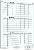 Glass Whiteboard Calendar 34x46” Quarterly Planner White Board Dry Erase Board by Scribbledo