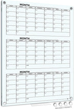 Glass Whiteboard Calendar 34x46” Quarterly Planner White Board Dry Erase Board by Scribbledo