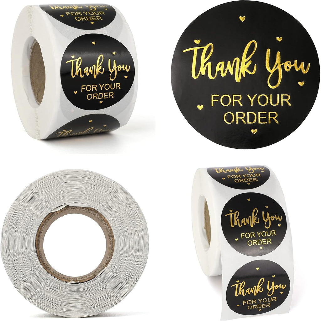Lpraer 500Pcs 1.5" Thank You for Your Order Stickers Roll Retro Adhesive Thank You Label for Packaging,Small Business,Envelopes,Cards,Letters,Boxes