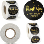 Lpraer 500Pcs 1.5" Thank You for Your Order Stickers Roll Retro Adhesive Thank You Label for Packaging,Small Business,Envelopes,Cards,Letters,Boxes