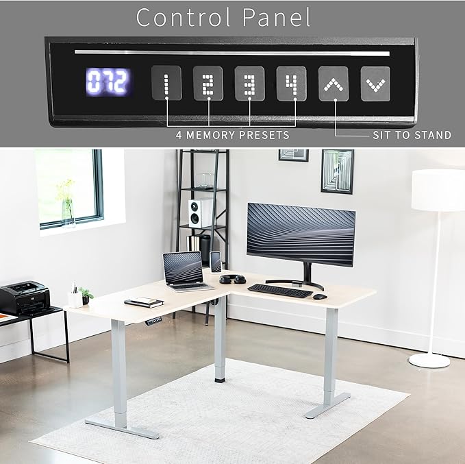 VIVO Electric Corner 63 x 55 inch L-Shaped Standing Desk, Memory Height - Image 5