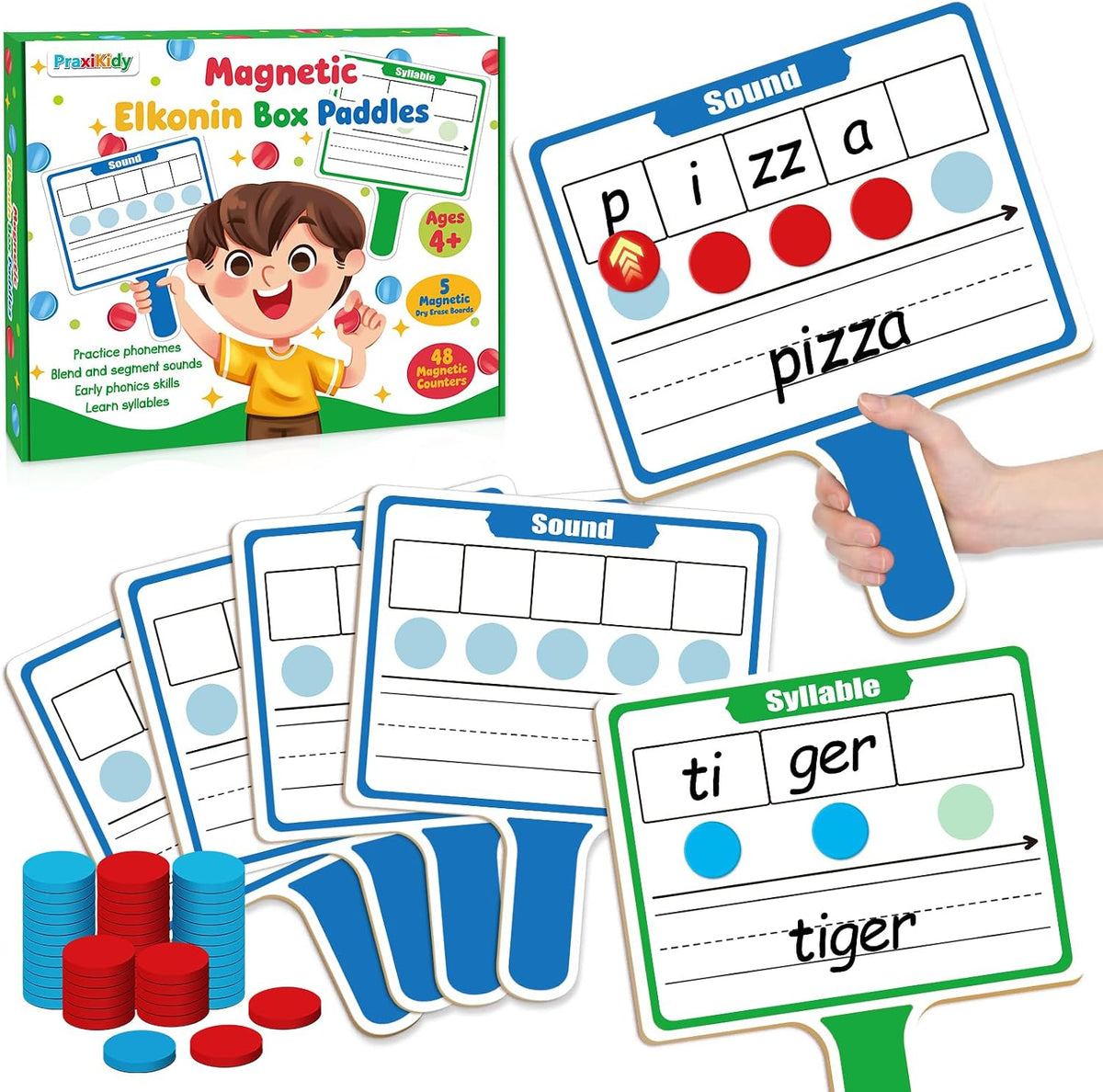 Elkonin Box Magnetic Small Dry Erase Board Phonics Manipulatives