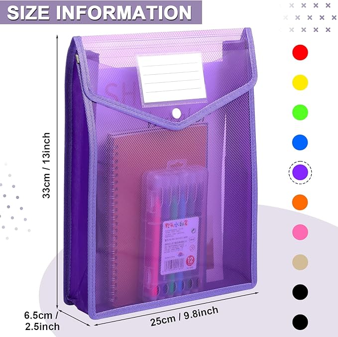 10 Pieces Plastic File Folders Envelope Expanding File Wallet Organizer - Image 2