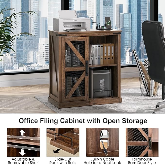 JOINICE, Printer Stand with Storage, File Cabinet with Socket and USB Charging - Image 3