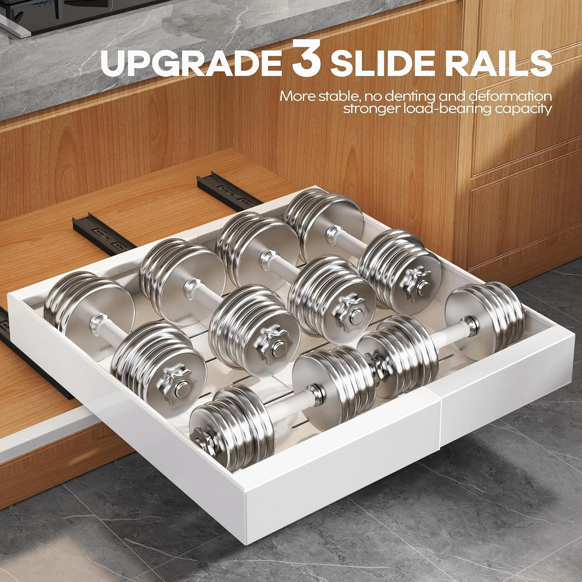 Seinloes 1 Pack Expandable Pull Out Cabinet Organizer 21" Deep with Rais...