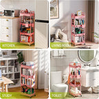 Sorgion 4 Tier Rolling Cart Organizer, Art Craft Diaper Bedside Snack Laundry - Image 6