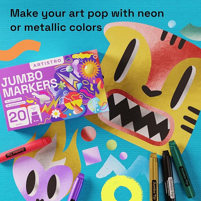 ARTISTRO 20 Poster Markers Jumbo Set Acrylic Markers - Image 6