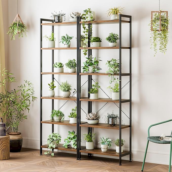 Casaottima Book Shelf Set of 2, 6 Tier Tall Bookshelf, Modern Wood Bookcase - Image 6