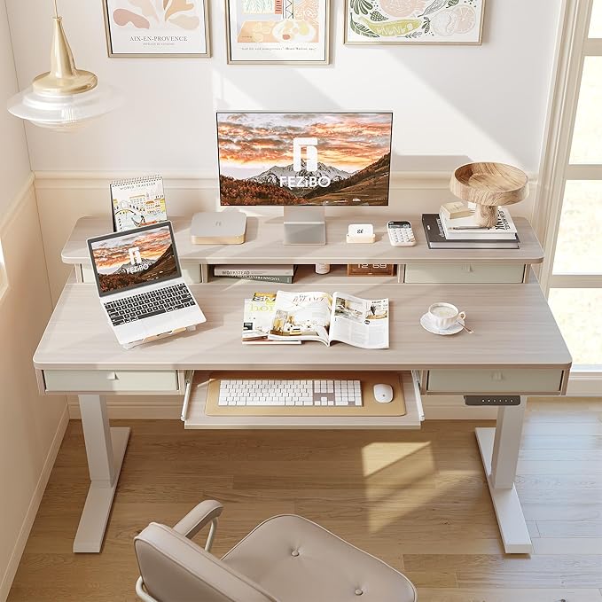 FEZIBO 55'' x 24" Height Adjustable Electric Standing Desk - Image 2
