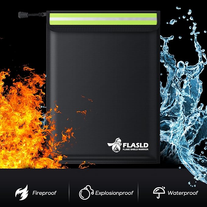 FLASLD Fireproof Document & Money Bags, Large Fireproof & Water Resistant Bag - Image 2