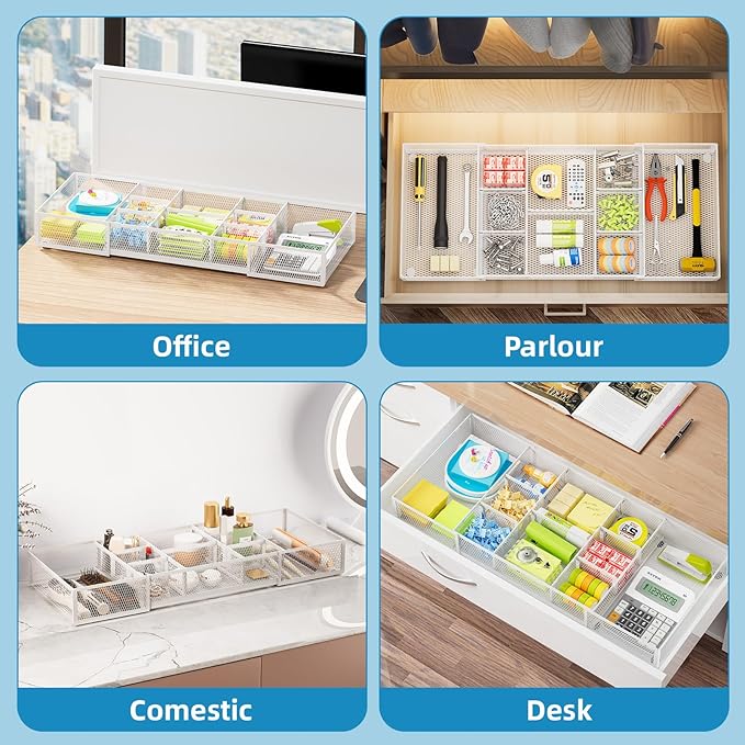 Marbrasse Expandable Desk Drawer Organizer, Mesh Drawer Organizer Tray - Image 4