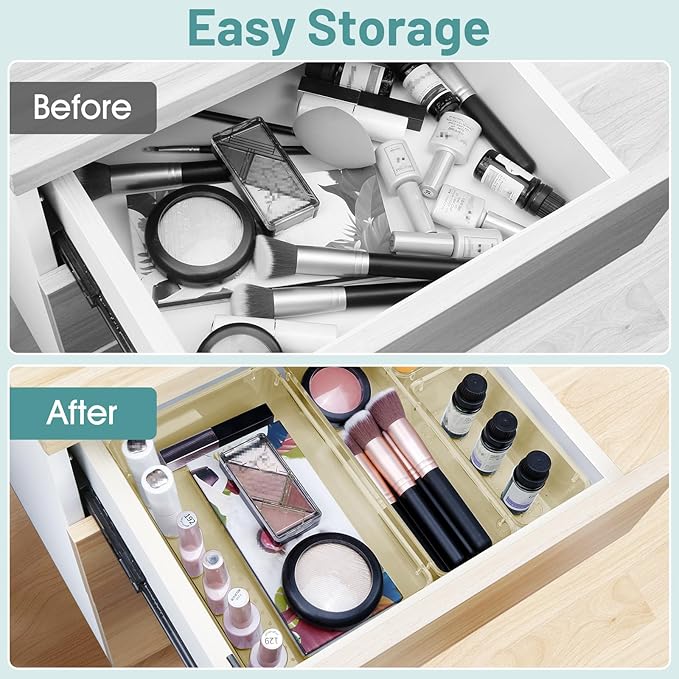 WOWBOX 25 PCS Plastic Drawer Organizer Set, 4 Sizes Desk Drawer Divider - Image 4