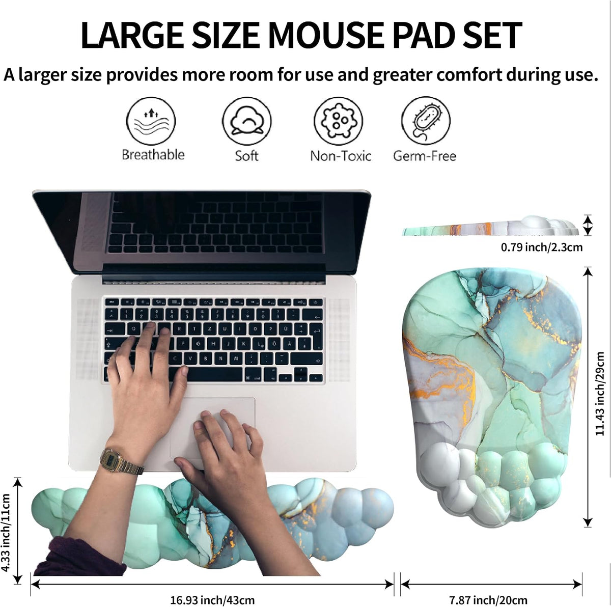 Ergonomic 2 in 1 Cloud Mouse Pad and Keyboard Wrist Rest, Non-Slip, Relieves ...