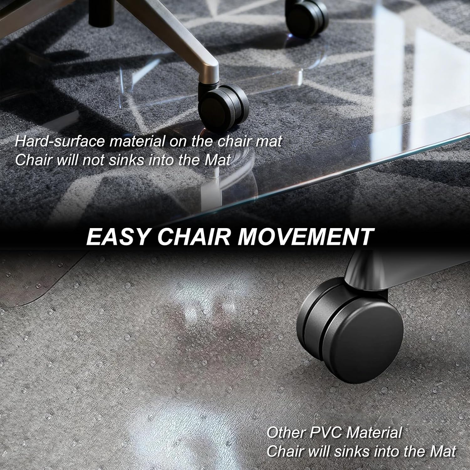 Kuyal Chair Mat for Carpet, Heavy Duty Tempered Glass Office Chair Mat | 32" x48", 1/5" Thick Computer Chair Mat with Rounded and Polished Edges, Can be Used on Carpet or Hard Floor, Ship Flat
