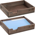 MyGift Set of 2 Vintage Distressed Finish Brown Wood Stackable Office Desktop by MyGiftHome