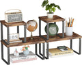 2 Sets Wooden Desktop Organizer Shelf, 2-Tier Adjustable Freestanding Bookshelf
