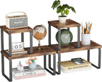 2 Sets Wooden Desktop Organizer Shelf, 2-Tier Adjustable Freestanding Bookshelf