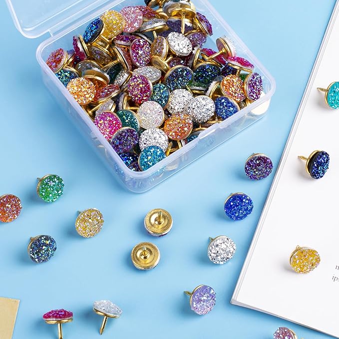 50Pcs Push Pins, Shiny Diamond Glitter Rhinestone Decorative Thumb Tacks - Image 5